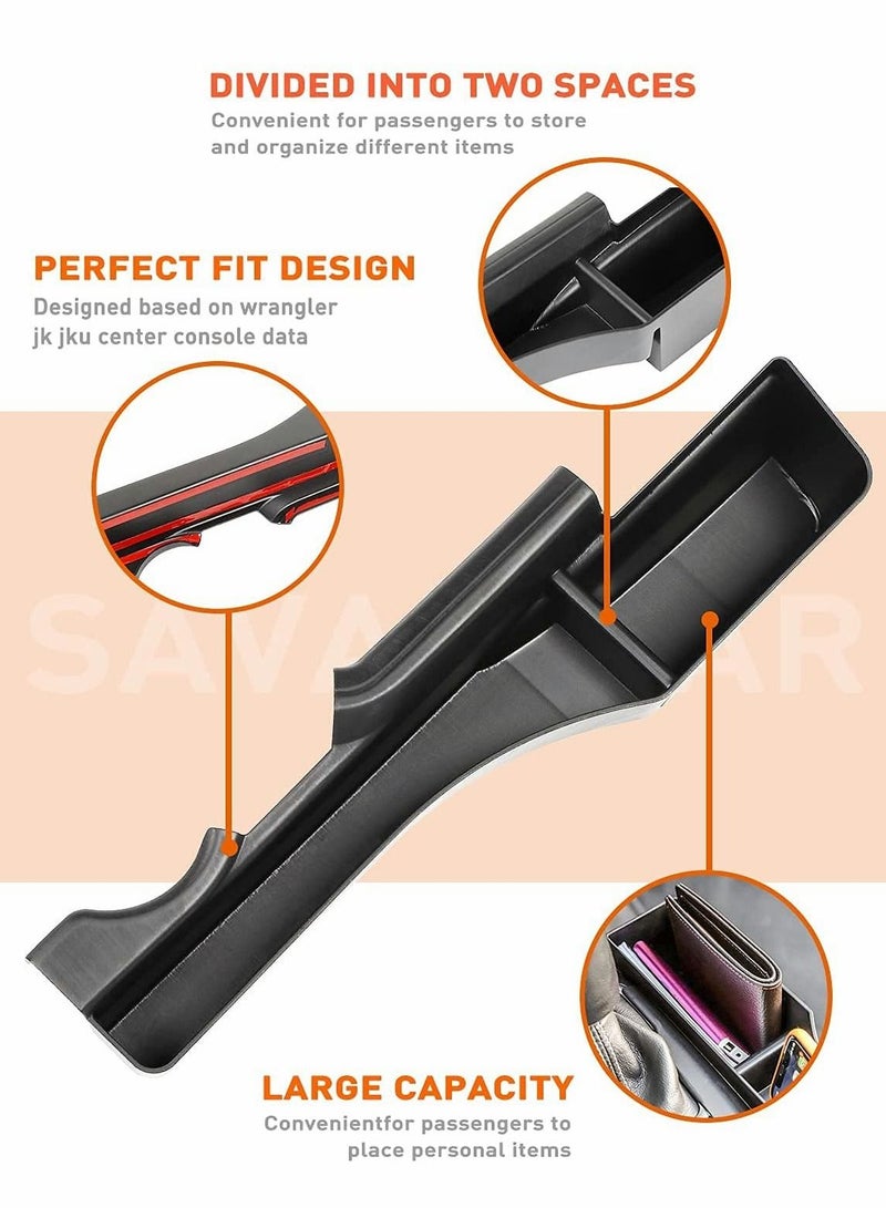 Excefore JK GearTray Gear Shift Console Side Storage Box Passenger Side Organizer Tray for 2011-2018 for Jeep Wrangler JK JKU, Interior Accessories, Black - Image 3