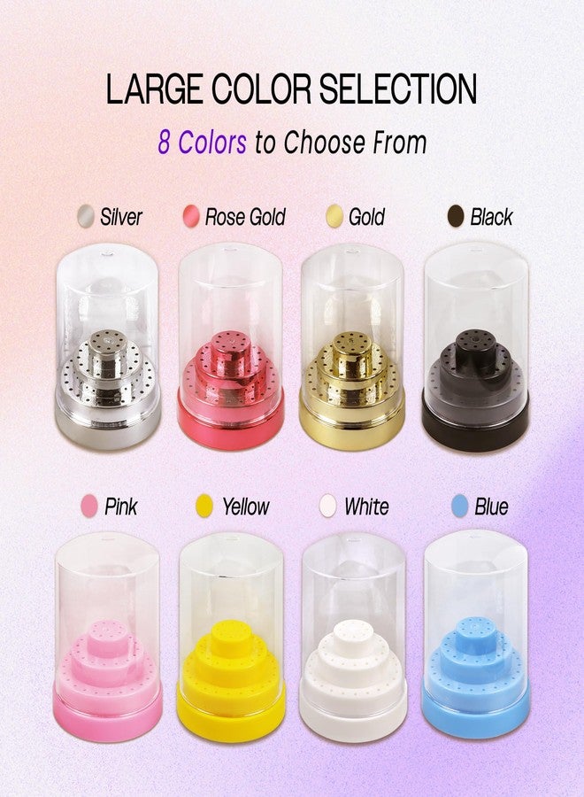PANA Round Cake Tier Nail Drill Bit Holder Display Organizer Case - Dustproof Carbide Bit Storage Container Box For Manicure Tools Nail Salon - 48 Holes Gold (Drill Bits Not Included) - Image 5