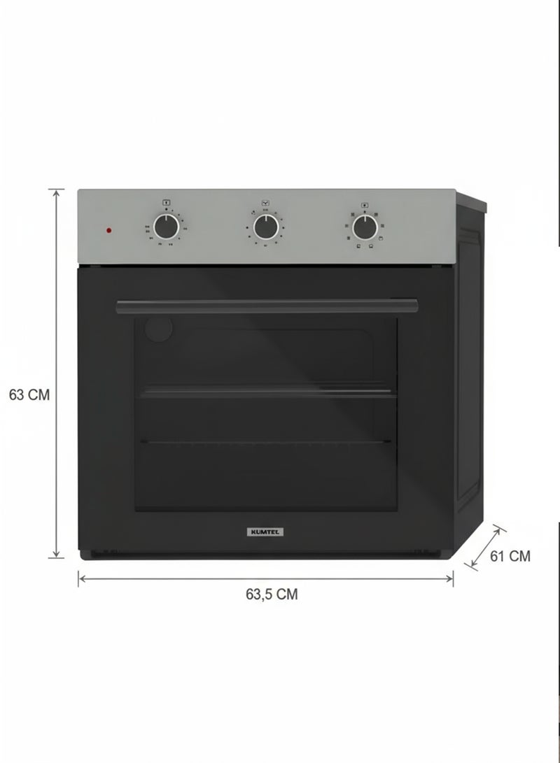 Kumtel Built-in Electric Oven - 56 Liters - Turkish - 1600 watts - Inox - B66-SF2 - Image 3