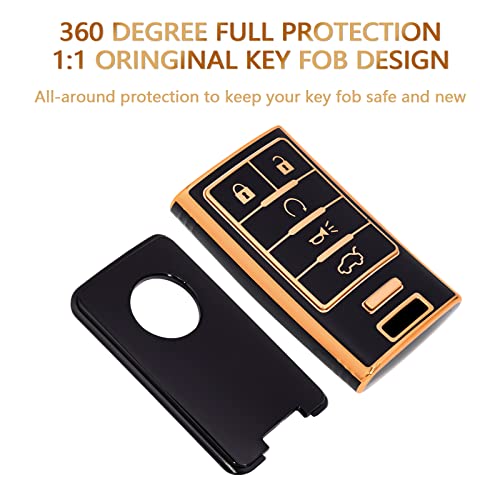 OFFCURVE Key Fob Cover for Cadillac, Soft TPU Car Key Case Protector for Cadillac SRX ATS ELR XTS 2010 2011 2012 2013 2014 2015 Keyless Entry Remote Control Start Car Key Accessories, Black - Image 3
