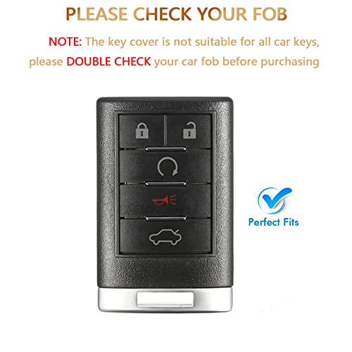 OFFCURVE Key Fob Cover for Cadillac, Soft TPU Car Key Case Protector for Cadillac SRX ATS ELR XTS 2010 2011 2012 2013 2014 2015 Keyless Entry Remote Control Start Car Key Accessories, Black - Image 2