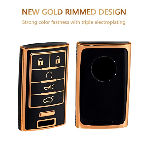 OFFCURVE Key Fob Cover for Cadillac, Soft TPU Car Key Case Protector for Cadillac SRX ATS ELR XTS 2010 2011 2012 2013 2014 2015 Keyless Entry Remote Control Start Car Key Accessories, Black - Image 4