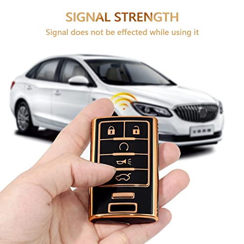 OFFCURVE Key Fob Cover for Cadillac, Soft TPU Car Key Case Protector for Cadillac SRX ATS ELR XTS 2010 2011 2012 2013 2014 2015 Keyless Entry Remote Control Start Car Key Accessories, Black - Image 5