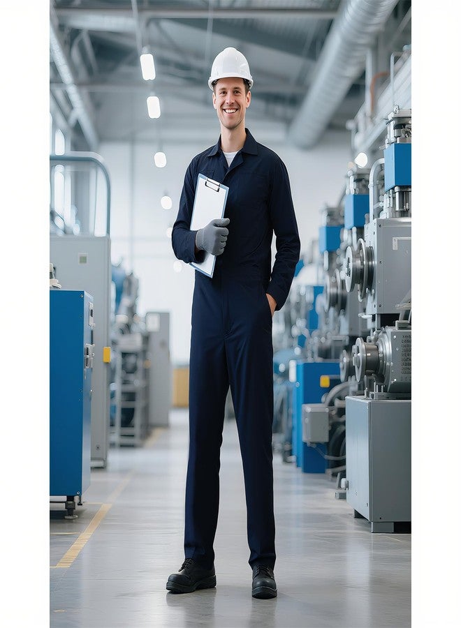 MCJC Coveralls for Men Adult Blue Jumpsuit Coveralls Mechanic Work Uniform Halloween Horror Killer Costume, Blue, XL - Image 3