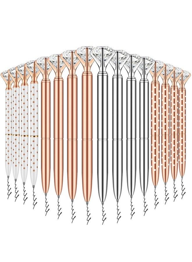 PASISIBICK 16 Pcs Big Diamond Pensbling Wedding Crystal Metal Ballpoint Pens With Black Ink (4 Mixed Colors)  - Image 2