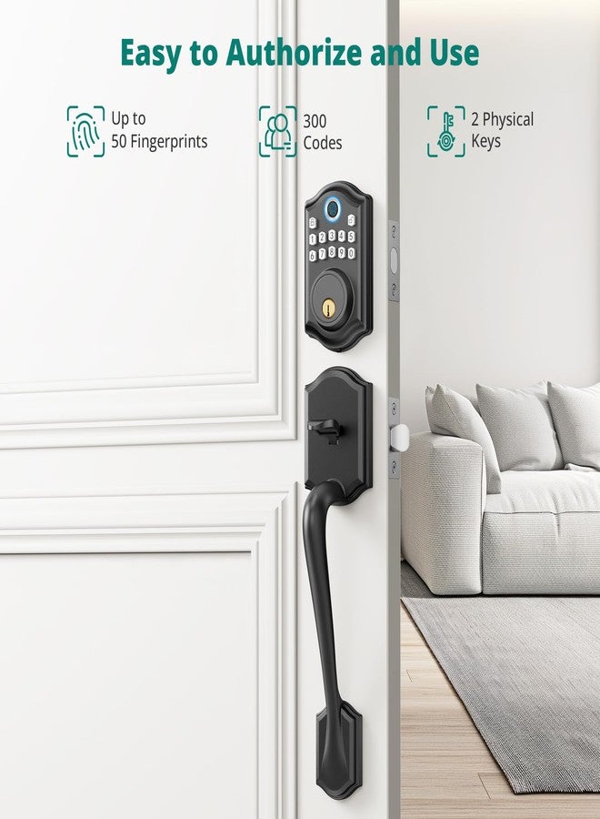 AkaGear Keypad Door Lock with Handle - Fingerprint Deadbolt, Keyless Entry Door Lock, Smart Locks for Front Doors, Electronic Locks with Code, Auto-Lock & One Touch Locking, 2 Keys, Easy Installation - Image 4