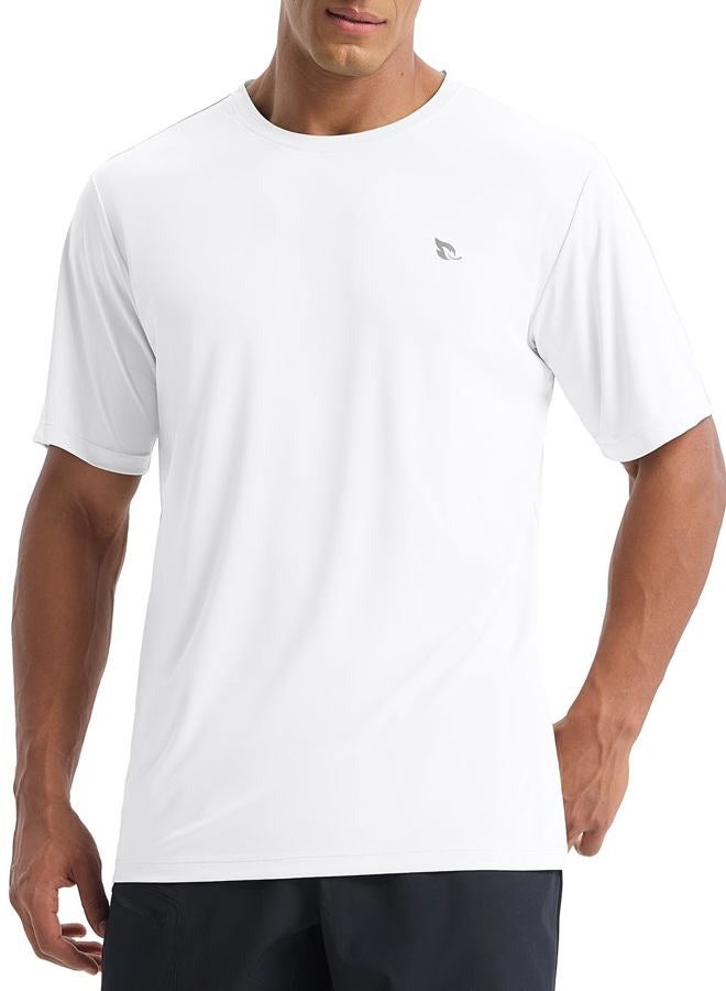 BALEAF Men's UPF 50+ Sun Protection Shirts UV SPF Short Sleeve T-Shirts Rash Guard Quick Dry Lightweight Hiking Athletic, White, L - Image 1