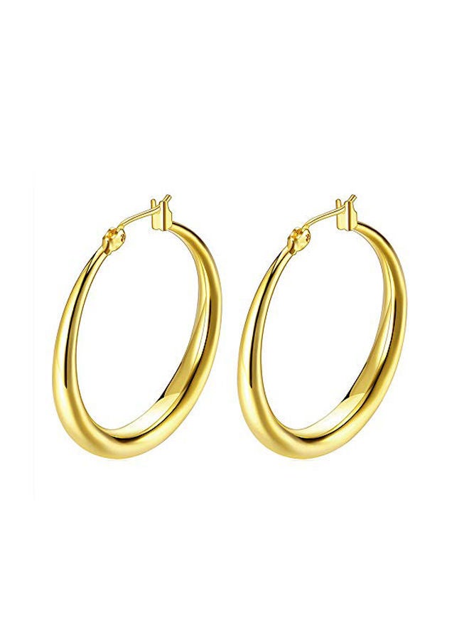 NIBEMINENT 18K Hoop Earrings, Gold Plated Rounded Hoops Earring  - Image 1