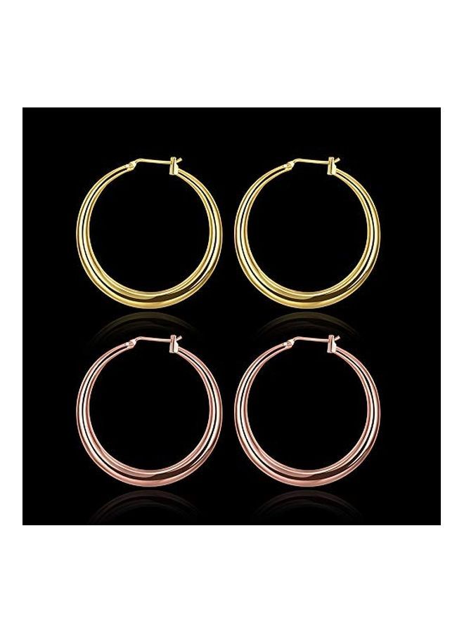 NIBEMINENT 18K Hoop Earrings, Gold Plated Rounded Hoops Earring  - Image 4