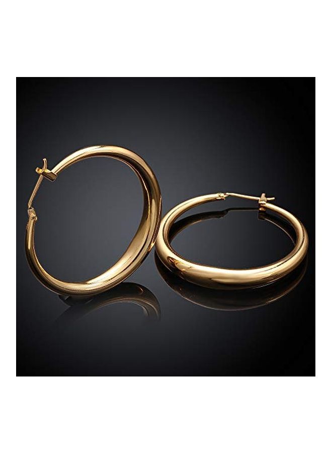 NIBEMINENT 18K Hoop Earrings, Gold Plated Rounded Hoops Earring  - Image 2