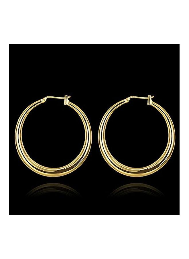 NIBEMINENT 18K Hoop Earrings, Gold Plated Rounded Hoops Earring  - Image 3