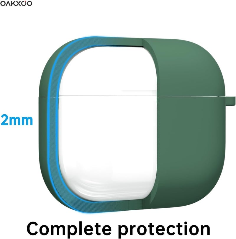 Emoh Roced for Apple Airpods 4th Generation Case Cover(2024), Silicone Case with Cleaner Kit & Keychain Compatible Compatible with Airpods 4 (Green) - Image 4