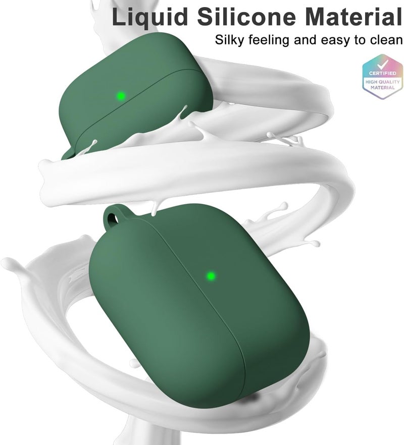 Emoh Roced for Apple Airpods 4th Generation Case Cover(2024), Silicone Case with Cleaner Kit & Keychain Compatible Compatible with Airpods 4 (Green) - Image 5