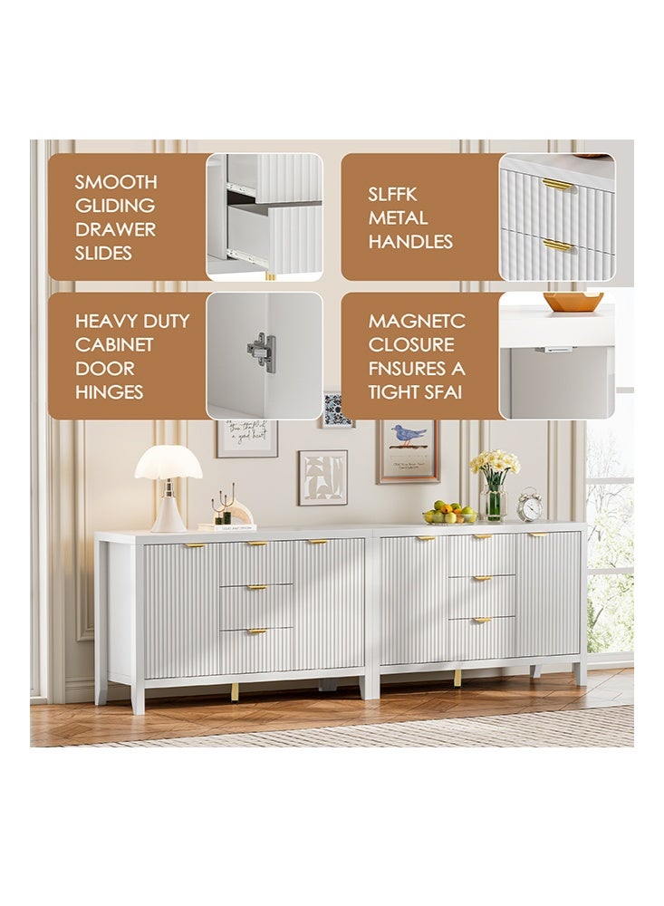 Solerconm Storage Cabinet Sideboard Large Buffet with 2 Doors 3 Drawers Adjustable Shelves Coffee Bar Storage Accent Cabinet Multifunctional Console Cabinet for Kitchen, Living Room, Dinning Room - Image 4