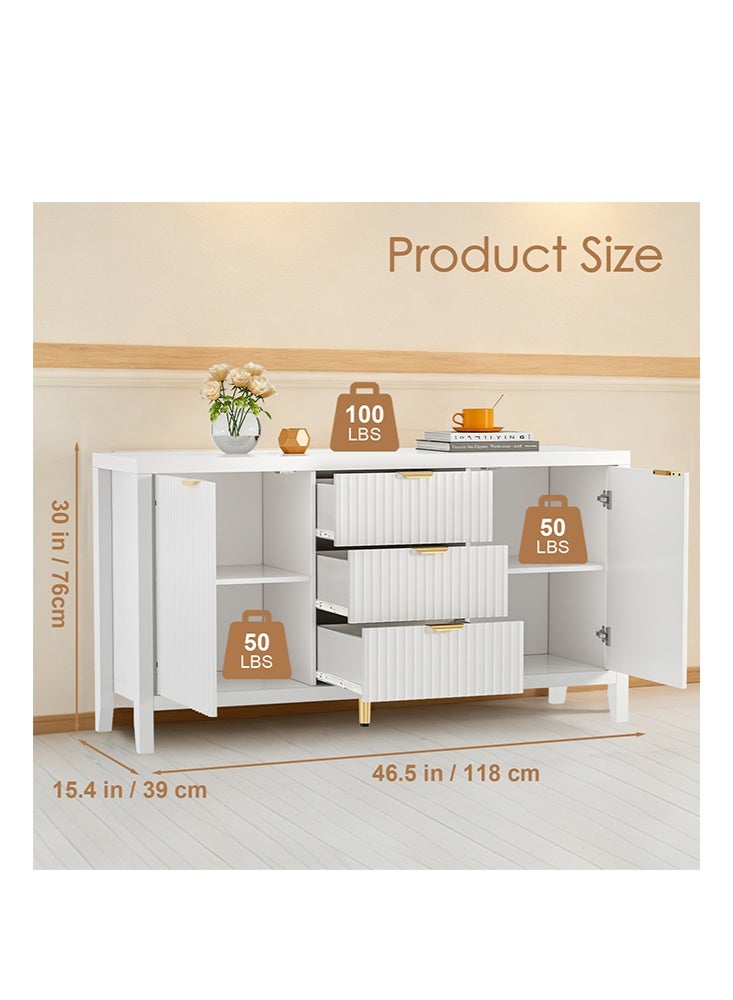 Solerconm Storage Cabinet Sideboard Large Buffet with 2 Doors 3 Drawers Adjustable Shelves Coffee Bar Storage Accent Cabinet Multifunctional Console Cabinet for Kitchen, Living Room, Dinning Room - Image 3