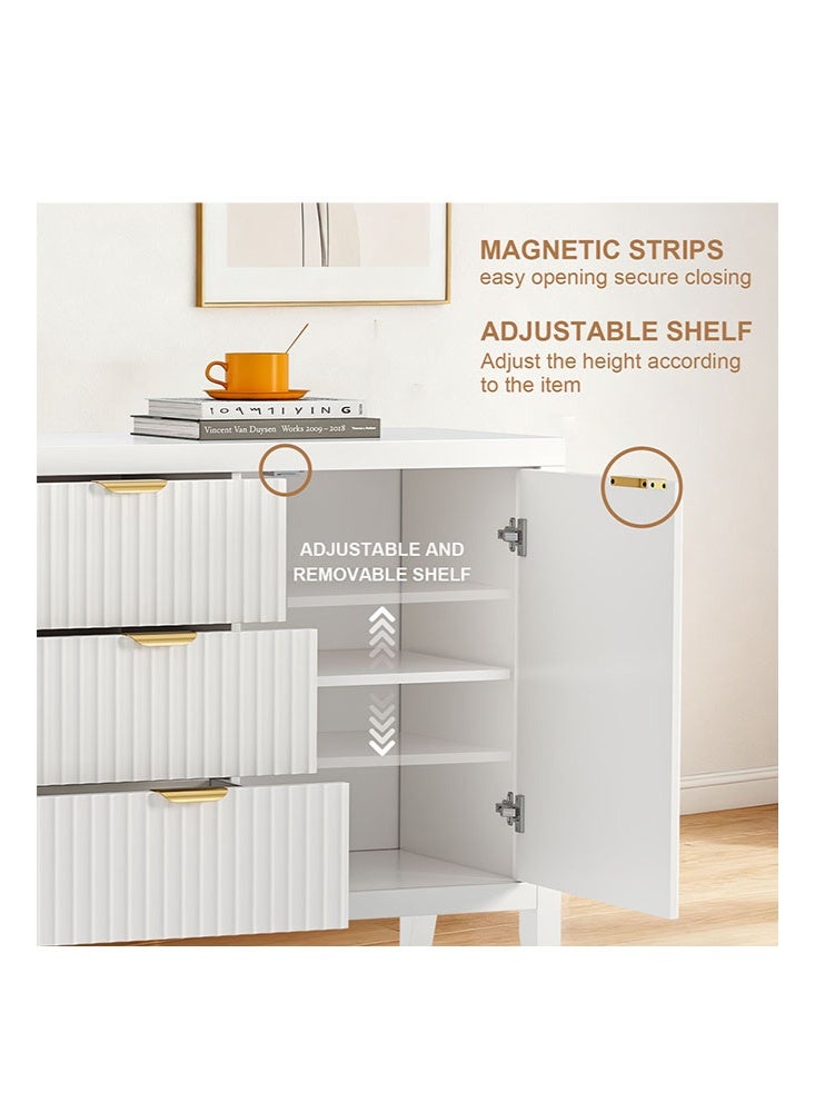 Solerconm Storage Cabinet Sideboard Large Buffet with 2 Doors 3 Drawers Adjustable Shelves Coffee Bar Storage Accent Cabinet Multifunctional Console Cabinet for Kitchen, Living Room, Dinning Room - Image 5