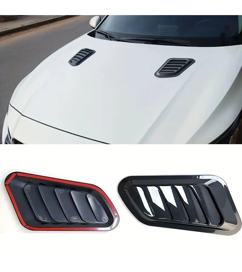 Set Of 2 Black Car Hood Vents With Shark Fin Design Durable Polypropylene Air Intake Grilles 12 99 By 5 71 Inch For Improved Engine Cooling And Aerodynamic Efficiency - Image 1