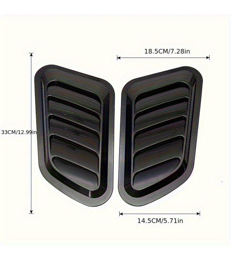 Set Of 2 Black Car Hood Vents With Shark Fin Design Durable Polypropylene Air Intake Grilles 12 99 By 5 71 Inch For Improved Engine Cooling And Aerodynamic Efficiency - Image 2