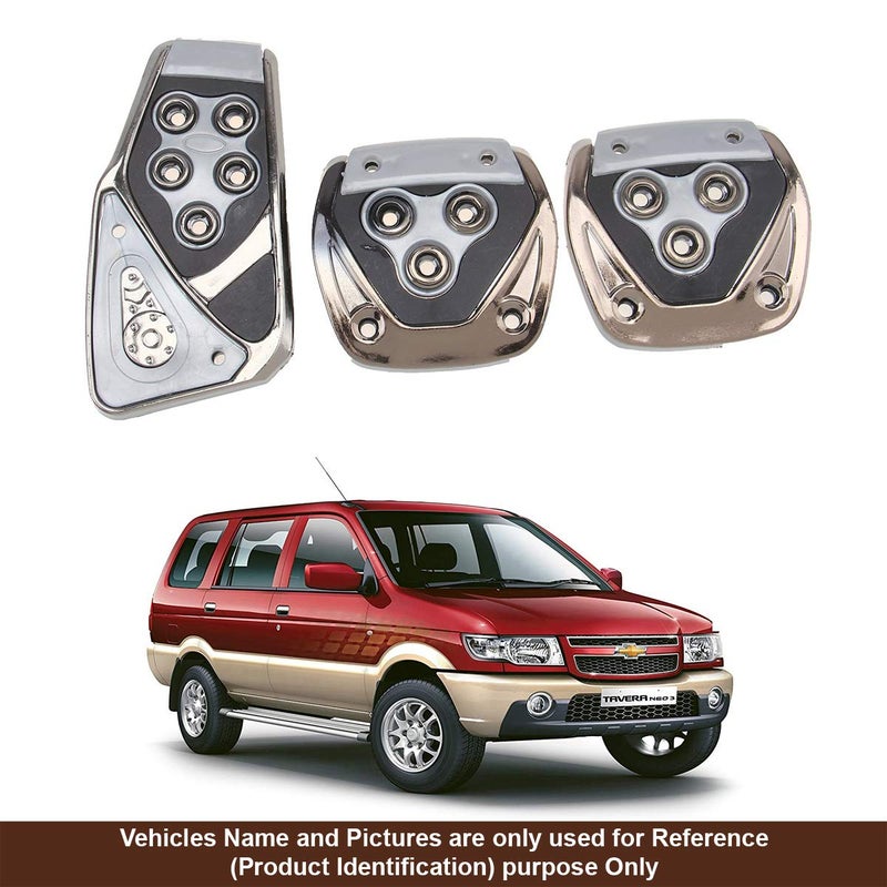 Oshotto 3 Pcs Non-Slip Manual CS-375 Car Pedals kit Pad Covers Set Compatible with Chevrolet Tavera (Grey) - Image 2