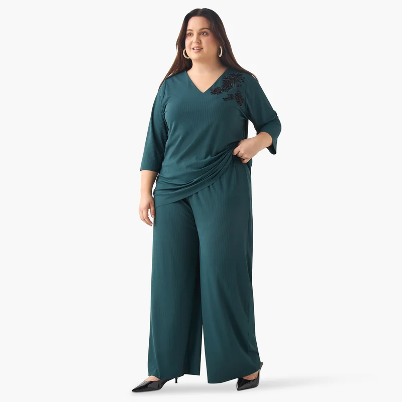  أولا بوبكن Plus Size Ulla Popken Pleated Pants with Elasticated Waistband