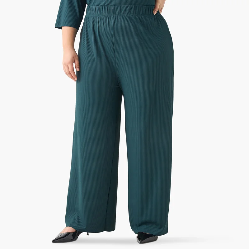  أولا بوبكن Plus Size Ulla Popken Pleated Pants with Elasticated Waistband