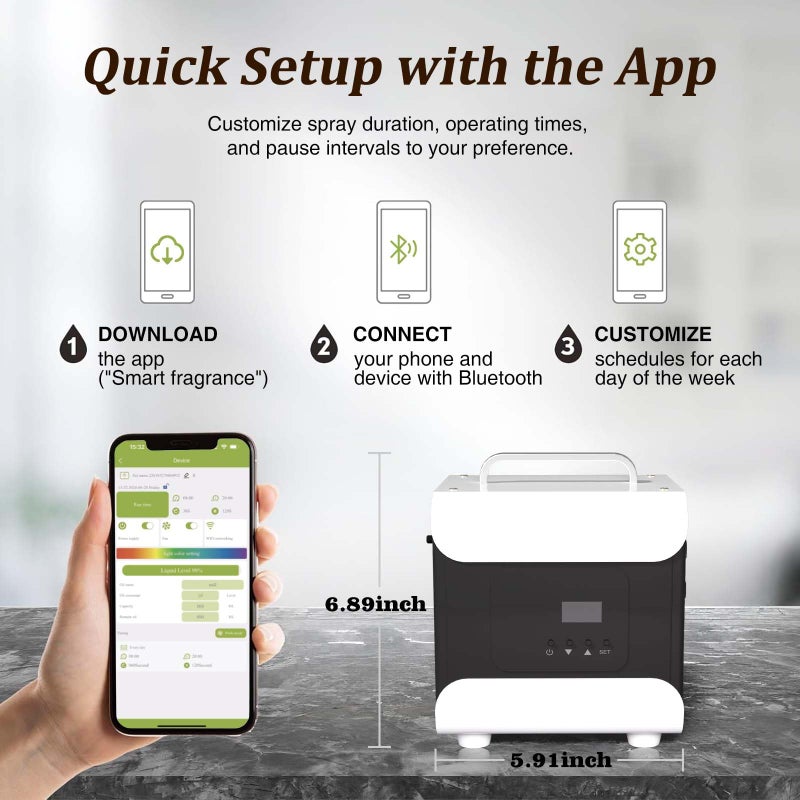 Lacidoll Whole House HVAC Scent Diffuser - 5000 Sq Ft Coverage, Wi-Fi & Bluetooth App Control, 1000ML Hotel Collection, Waterless Cold Air Diffuser for Large Rooms & Commercial Use, Metal Design - Image 5