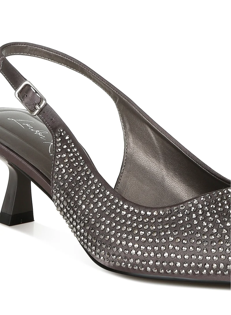 London Rag Rhinestones Embellished Slingback Sandals in Pewter