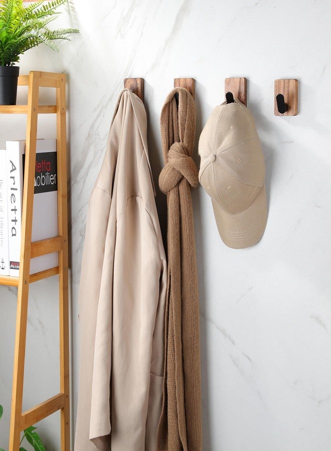 DELITON Rustic Style Hanging Hooks - Adhesive Wood Wall Hooks & Bathroom Decor Towel Hooks & Entrance Decorative Hook, Natural Carbonization - Image 3