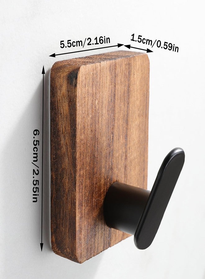 DELITON Rustic Style Hanging Hooks - Adhesive Wood Wall Hooks & Bathroom Decor Towel Hooks & Entrance Decorative Hook, Natural Carbonization - Image 5