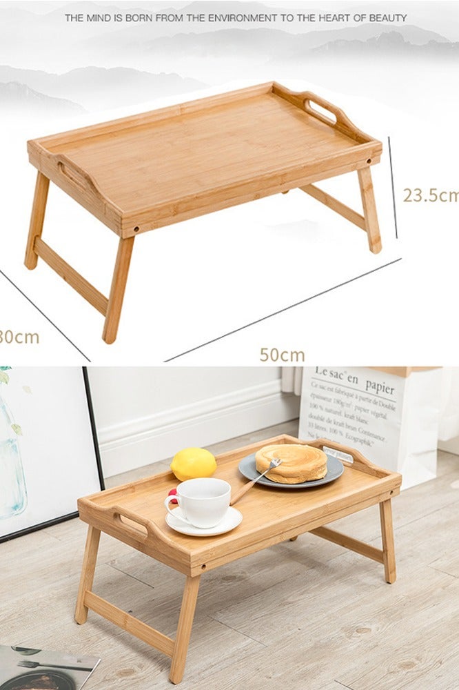 Multi Functional Folding Wooden Bamboo Tray Table, Bedroom, Simple Bed, Computer, Small Table - Image 2