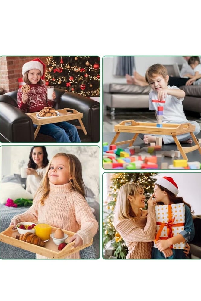 Multi Functional Folding Wooden Bamboo Tray Table, Bedroom, Simple Bed, Computer, Small Table - Image 3