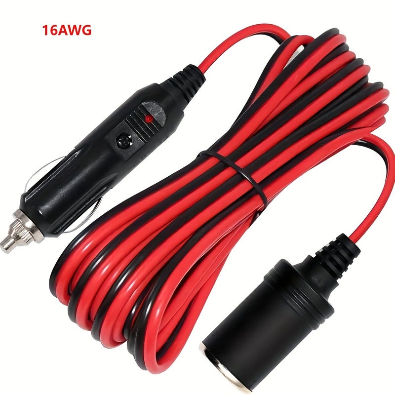 16AWG 12V 24V Car Battery Charging Cable 40FT Heavy Duty with LED Light And 15A Fuse - Image 1
