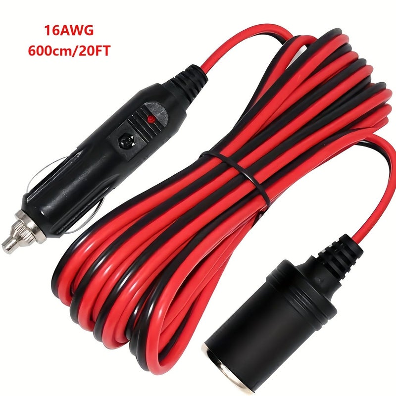 16AWG 12V 24V Car Battery Charging Cable 40FT Heavy Duty with LED Light And 15A Fuse - Image 3