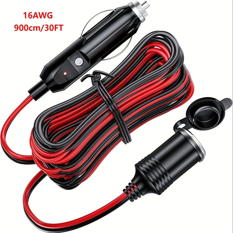 16AWG 12V 24V Car Battery Charging Cable 40FT Heavy Duty with LED Light And 15A Fuse - Image 5