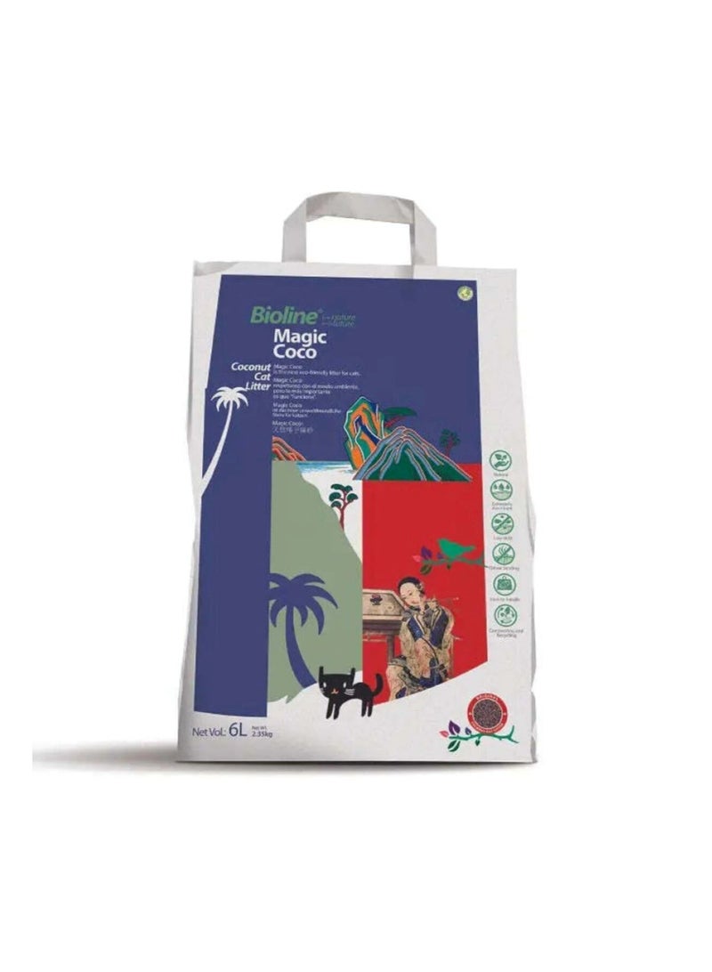 بايولاين رمل القطط ماجيك كوكو بجوز الهند – 6 لتر - Image 1
