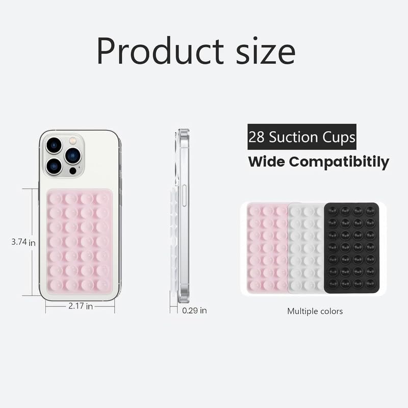 ClickCase Pack of 2 Double-Sided Suction Phone Grip Detachable Mount,28 Strong Suction Cups for All/Any Smart Phone, Hands-Free Phone Holder for Selfies and Videos (Pink 2 Pack) - Image 5