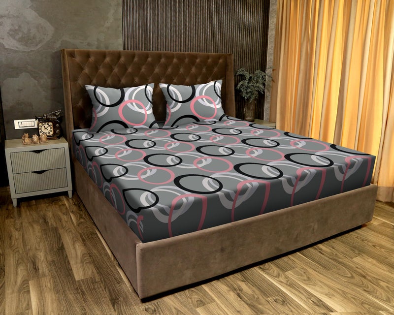 JDX ملاءة سرير JDX | جودة فاخرة ملاءة مطبوعة بحجم كوين مزدوج مع 2 غطاء وسادة (72" × 78") بألوان متعددة رمادي - Image 1
