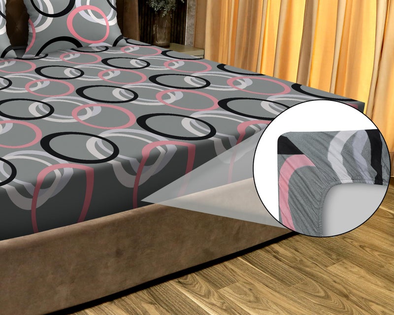 JDX ملاءة سرير JDX | جودة فاخرة ملاءة مطبوعة بحجم كوين مزدوج مع 2 غطاء وسادة (72" × 78") بألوان متعددة رمادي - Image 4