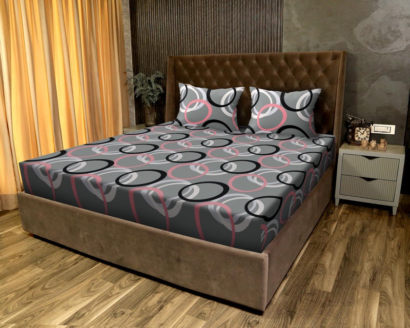 JDX ملاءة سرير JDX | جودة فاخرة ملاءة مطبوعة بحجم كوين مزدوج مع 2 غطاء وسادة (72" × 78") بألوان متعددة رمادي - Image 2