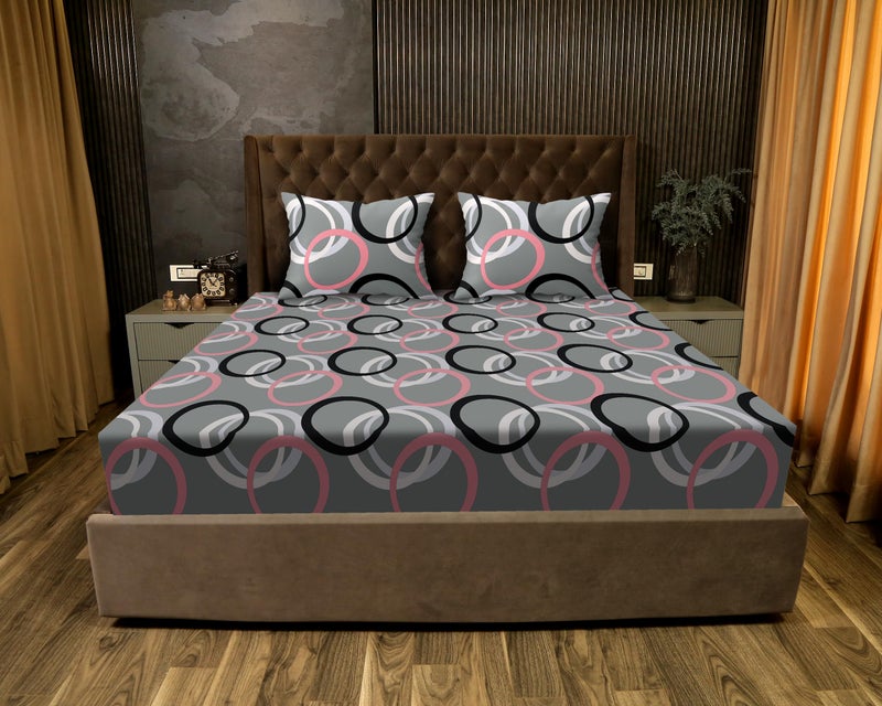 JDX ملاءة سرير JDX | جودة فاخرة ملاءة مطبوعة بحجم كوين مزدوج مع 2 غطاء وسادة (72" × 78") بألوان متعددة رمادي - Image 3