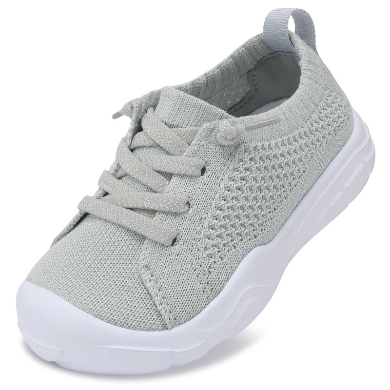 LeIsfIt Toddler Shoes Boys Girls Barefoot Shoes Kids Breathable Sneakers Tennis Shoes Slip on Shoes Light Grey Size 7 - Image 1