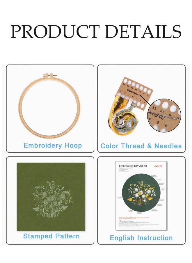 null - 3 Sets Embroidery Starter Kit for Beginners, 8“ Stamped Embroidery Kit with Pattern and Instructions,Cross Stitch Starter Kits Adults Crafts - Image 1