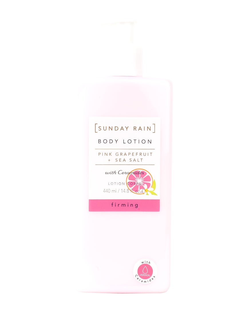 Sunday Rain Pink Grapefruit & Sea Salt Body Lotion with Ceramides – Firming & Hydrating Lightweight Moisturizer for All Skin Types – Refreshing Citrus Scent – Vegan & Cruelty-Free – 440ml - Image 5