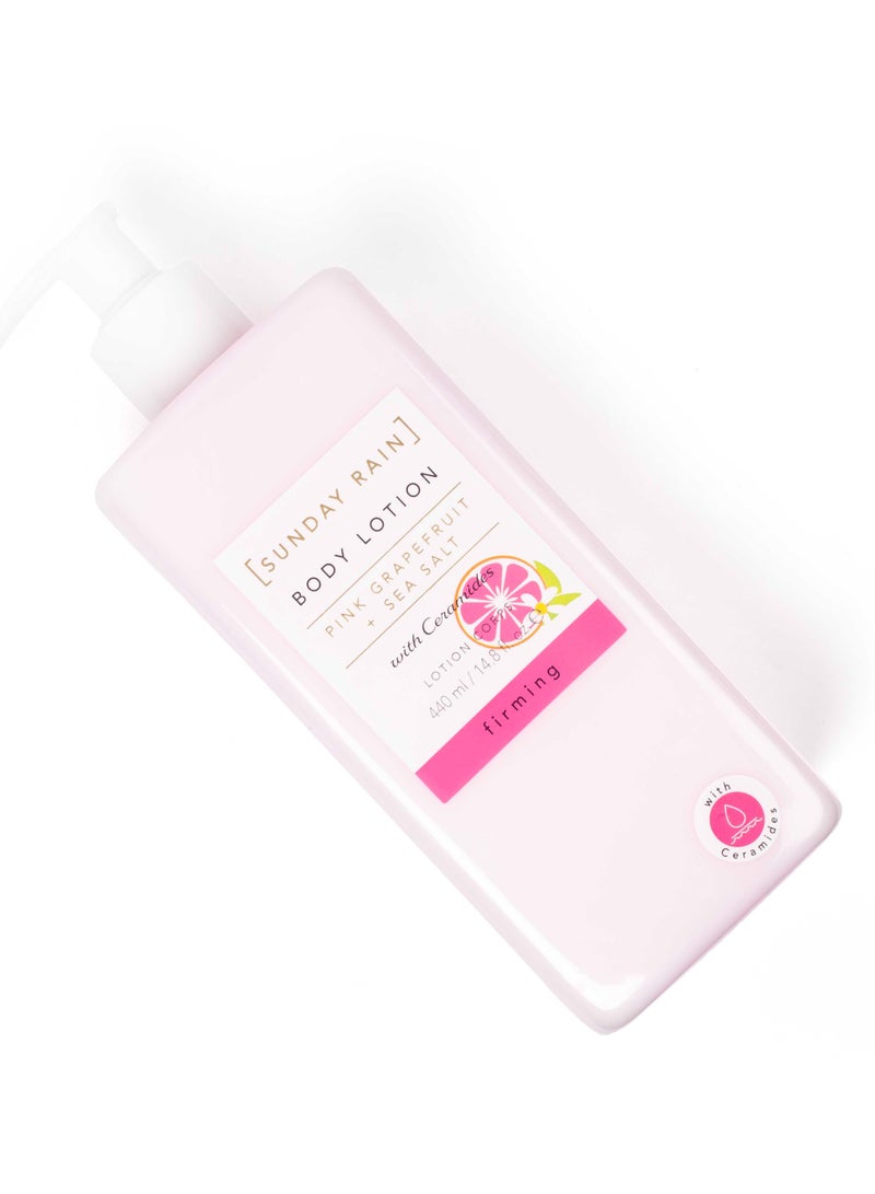Sunday Rain Pink Grapefruit & Sea Salt Body Lotion with Ceramides – Firming & Hydrating Lightweight Moisturizer for All Skin Types – Refreshing Citrus Scent – Vegan & Cruelty-Free – 440ml - Image 2