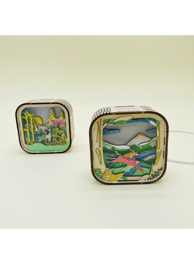 Cartoon Hot Diy Colored Night Light Creative Graffiti Wooden Three-dimensional Puzzle Assembled Toys-Color:Custom-made Special Shot  - Image 5