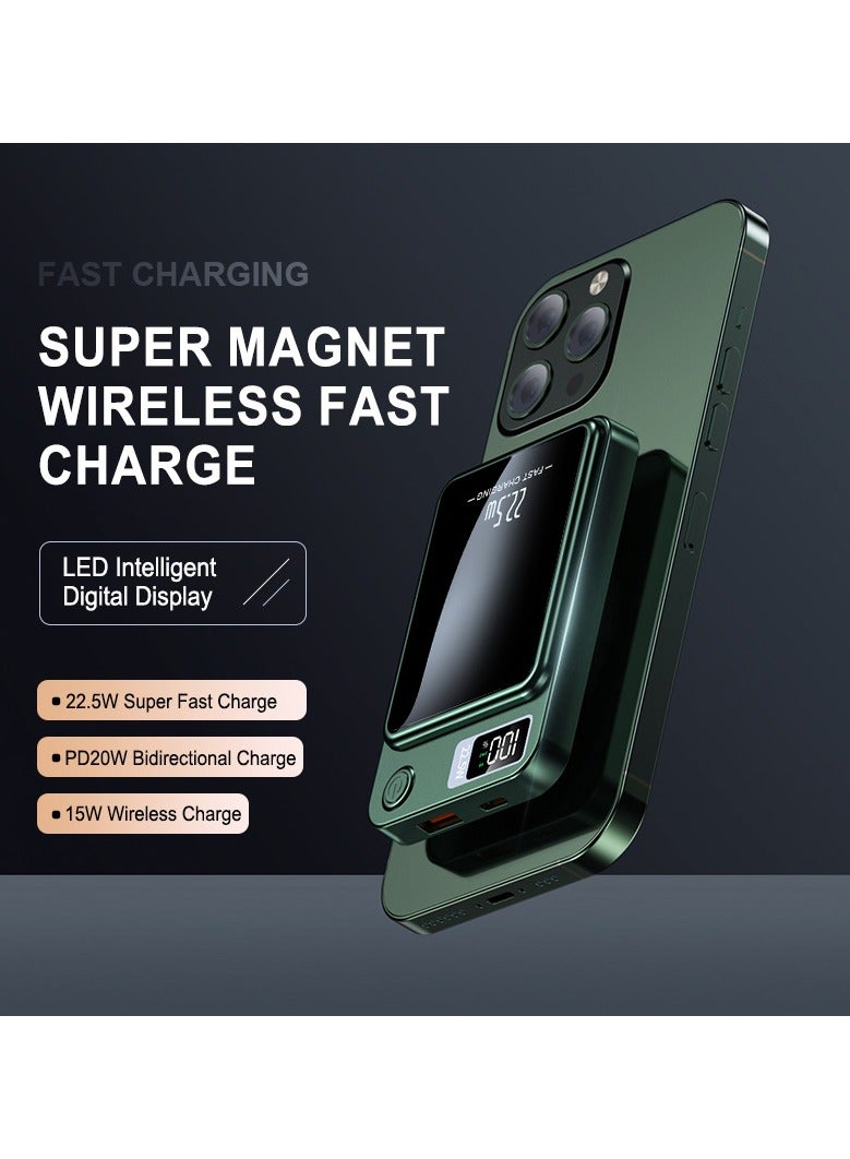 Fast Charging 22.5W Output Magnetic Wireless Power Bank 10000mAh Safe Battery Pack For iPhone 15 14 13 Pro Samsung S22 and all Phone Colour White