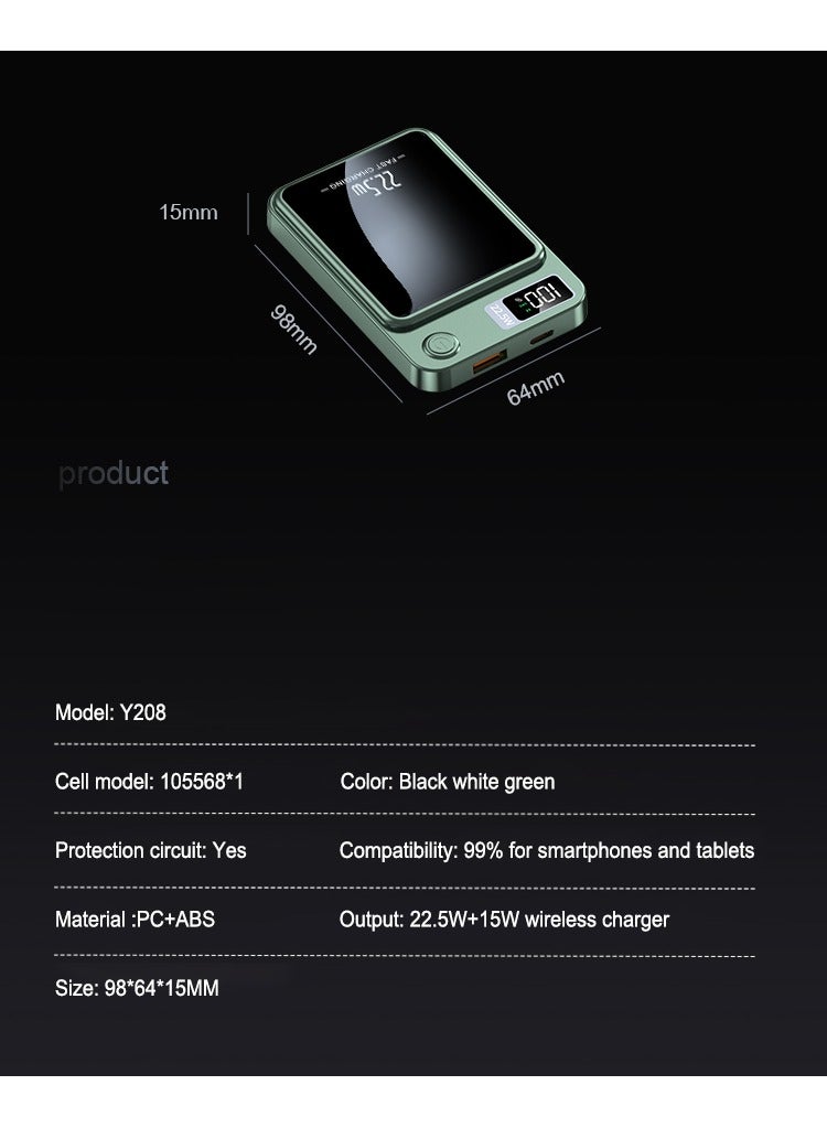 Fast Charging 22.5W Output Magnetic Wireless Power Bank 10000mAh Safe Battery Pack For iPhone 15 14 13 Pro Samsung S22 and all Phone Colour White