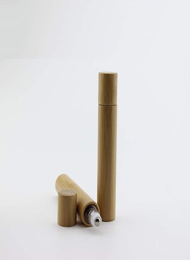lasenersm 6 Pieces Roll On Bottles 10ml Bamboo Shell Clear Glass Roller Bottles Empty Refillable Essential Oil Roller Bottles with Stainless Steel Roller Ball and 2 Pieces 3ml Dropper - Image 3