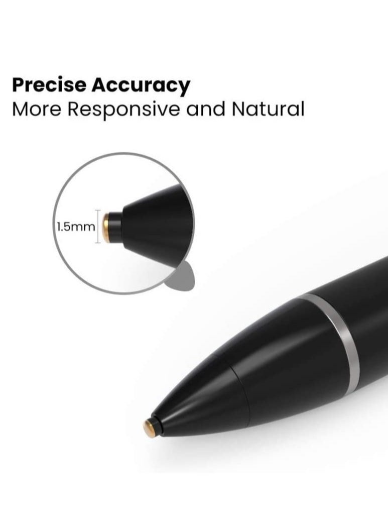 ELTRAZONE Stylus Pencil Compatible for Apple,Active Stylus Pens for Touch Screens,Smart Rechargeable Capacitive 1.5mm Fine Point i-Pad Pen and Most Tablets on Touchscreen Devices (Black) - Image 2