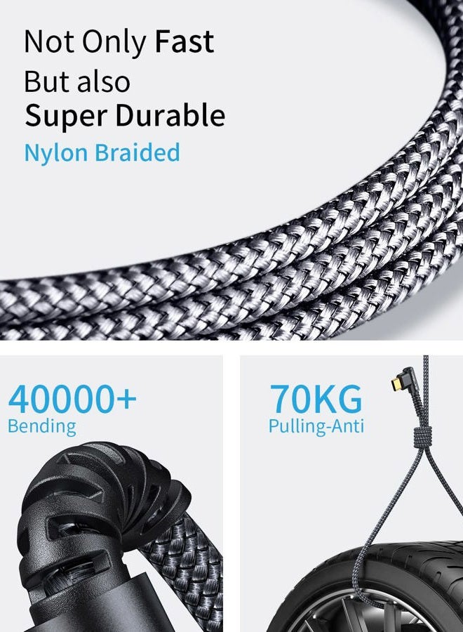 MRGLAS 3.2A USB C Charger Cable,[4-Pack,10+6.6+3.3+1.6FT] USB A to USB C Right Angle Gold-Plated Type C Charger Fast Charging Durable Braided Cord for iPhone 16 15 Samsung S10 S9 Note 10 S21 LG-Black - Image 5